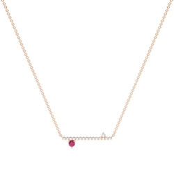 Ruby and diamond delicate bar chain necklace