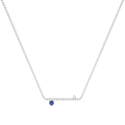 Blauer Sapphir und Diamant zarte Balken Halkette