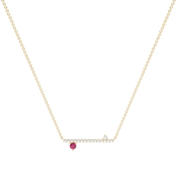 Ruby and diamond delicate bar chain necklace