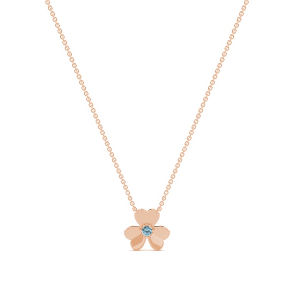 Aquamarine clover delicate chain necklace