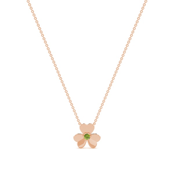 Peridot clover delicate chain necklace