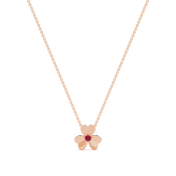 Ruby clover delicate chain necklace