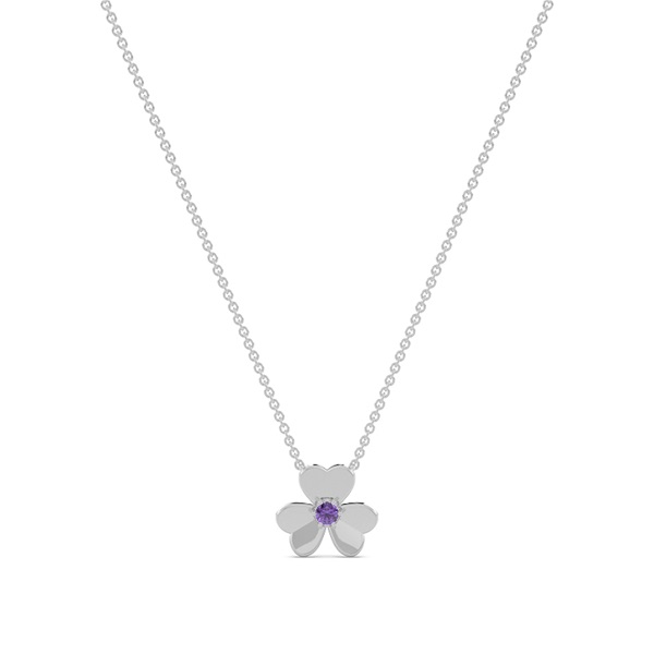Amethyst clover delicate chain necklace