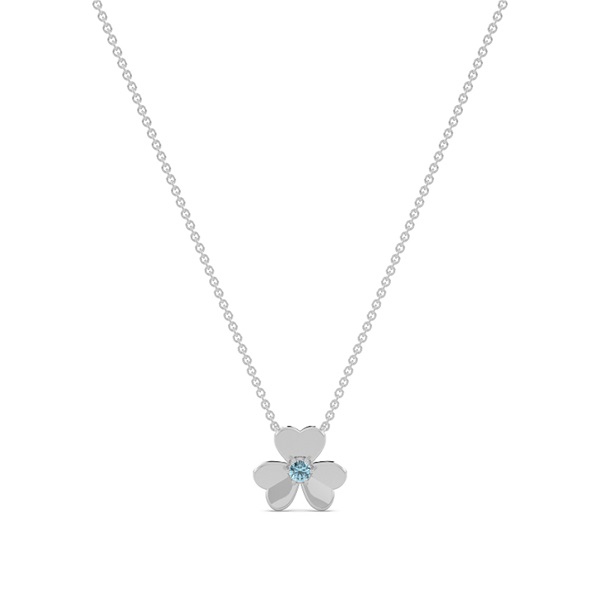 Aquamarine clover delicate chain necklace