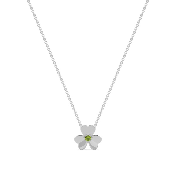 Peridot clover delicate chain necklace
