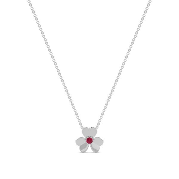 Ruby clover delicate chain necklace