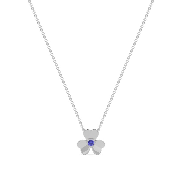 Tanzanite clover delicate chain necklace