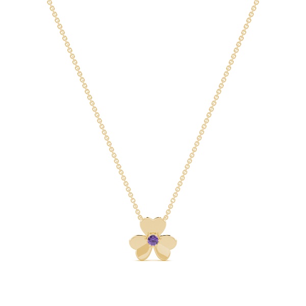 Amethyst clover delicate chain necklace