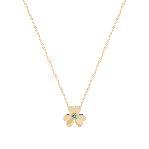 Aquamarine clover delicate chain necklace