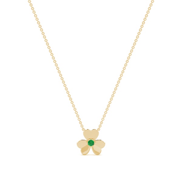 Emerald clover delicate chain necklace