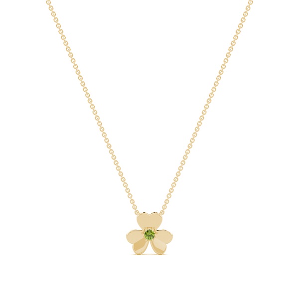 Peridot clover delicate chain necklace
