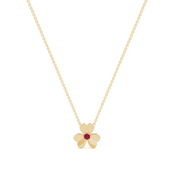 Ruby clover delicate chain necklace
