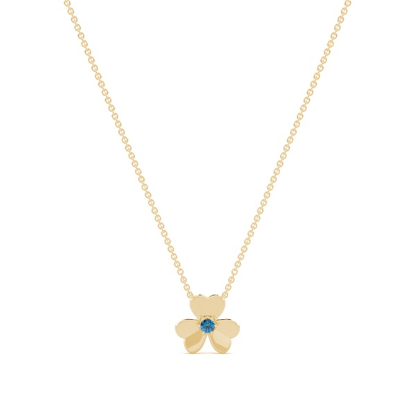 Blue Topaz clover delicate chain necklace