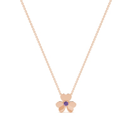 Amethyst clover delicate chain necklace