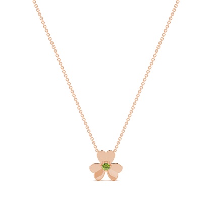 Peridot clover delicate chain necklace