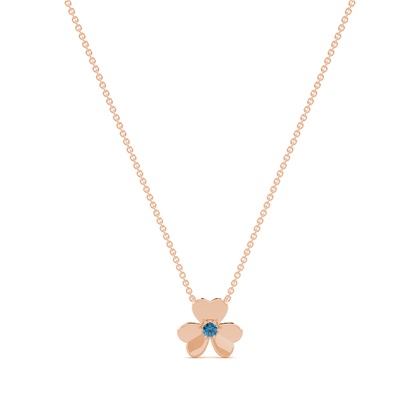 Blue Topaz clover delicate chain necklace