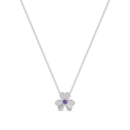 Amethyst clover delicate chain necklace