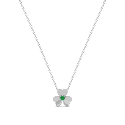 Emerald clover delicate chain necklace