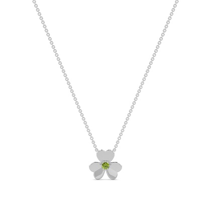 Peridot clover delicate chain necklace