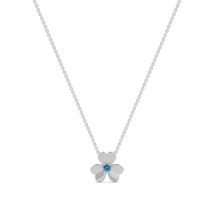 Blue Topaz clover delicate chain necklace