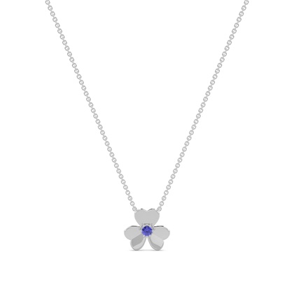 Tanzanite clover delicate chain necklace