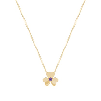 Amethyst clover delicate chain necklace