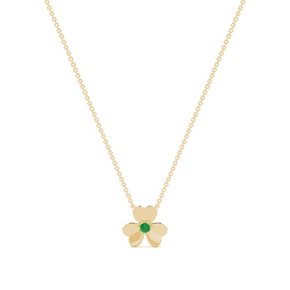 Emerald clover delicate chain necklace
