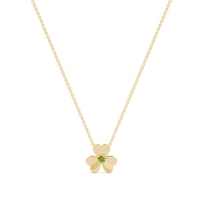 Peridot clover delicate chain necklace