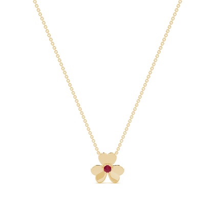 Ruby clover delicate chain necklace