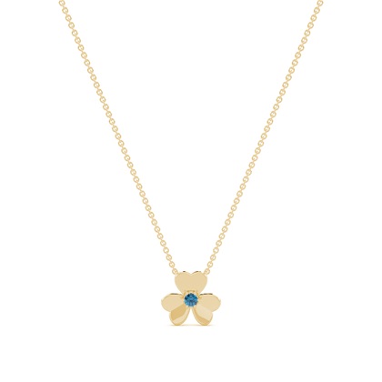 Blue Topaz clover delicate chain necklace