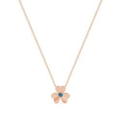 Blue Topaz clover delicate chain necklace