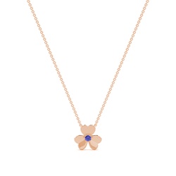 Tanzanite clover delicate chain necklace