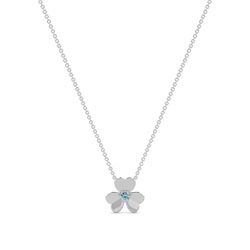 Aquamarine clover delicate chain necklace