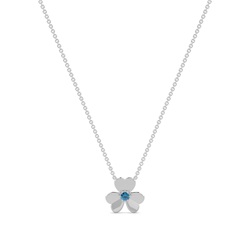 Blue Topaz clover delicate chain necklace