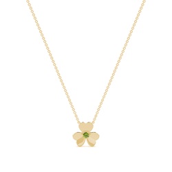 Peridot clover delicate chain necklace