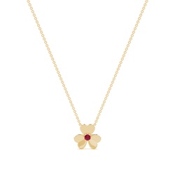 Ruby clover delicate chain necklace