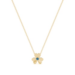 Blue Topaz clover delicate chain necklace