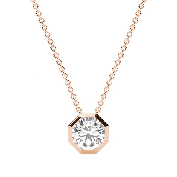 Hexagon Bezel Set Diamond Solitaire Pendant
