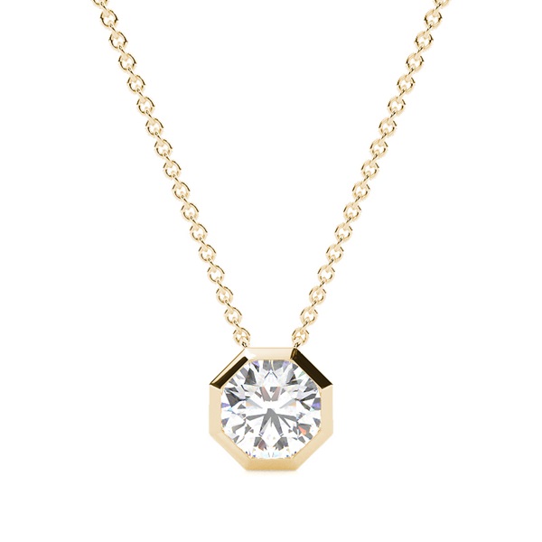 Hexagon Bezel Set Diamond Solitaire Pendant