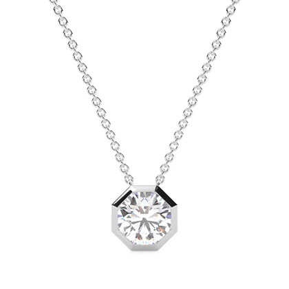 Hexagon Bezel Set Diamond Solitaire Pendant