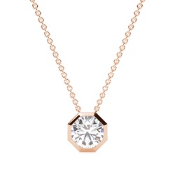 Hexagon Bezel Set Diamond Solitaire Pendant