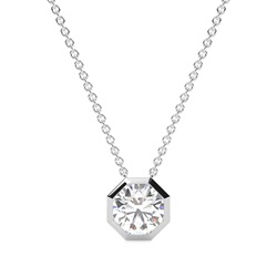 Hexagon Bezel Set Diamond Solitaire Pendant