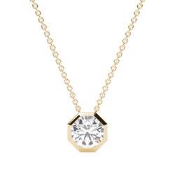 Hexagon Bezel Set Diamond Solitaire Pendant