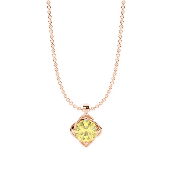 Floral Look Yellow Diamond Solitaire Pendant