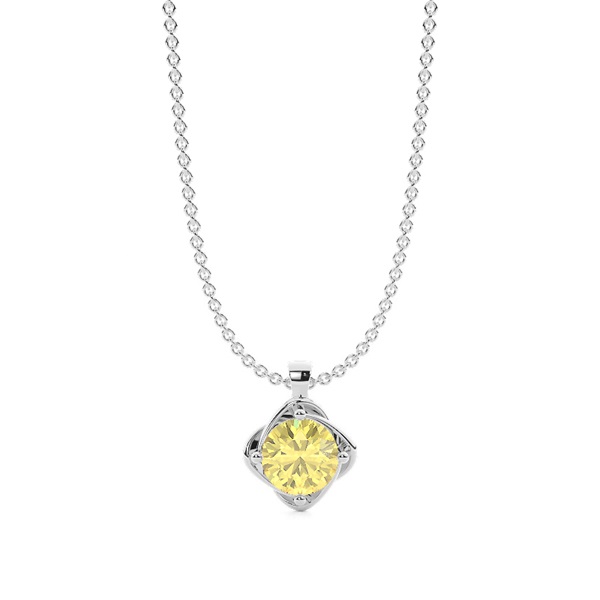 Floral Look Yellow Diamond Solitaire Pendant