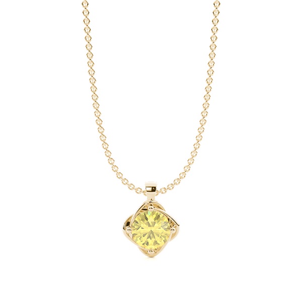 Floral Look Yellow Diamond Solitaire Pendant
