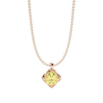 Floral Look Yellow Diamond Solitaire Pendant