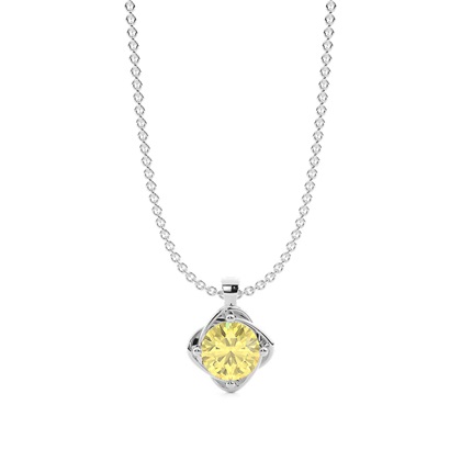 Floral Look Yellow Diamond Solitaire Pendant