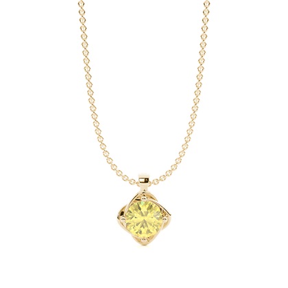 Floral Look Yellow Diamond Solitaire Pendant