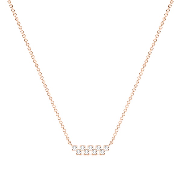 Diamond square disc Zig-Zag delicate bar necklace